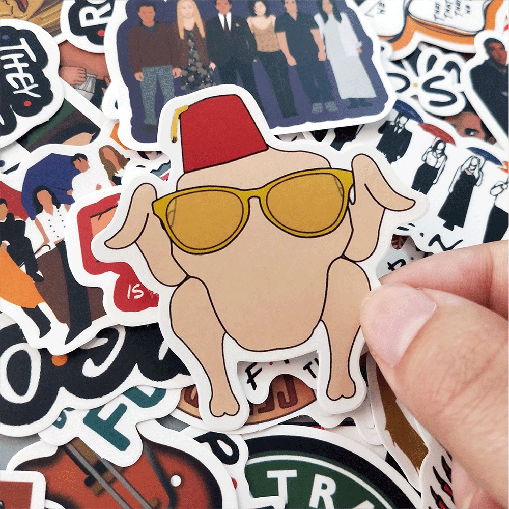 50pcs Stiker Serial Tv Friends Bahan Pvc Tahan Air Untuk Mobil / Laptop / Ransel / Sepeda