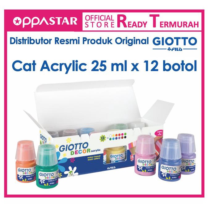 

Cat Akrilik Giotto Decor Acrylic Paint set 12 warna 25ml