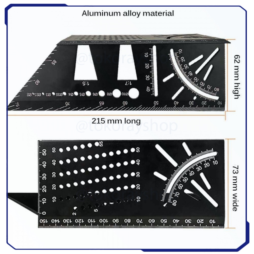 

gk Penggaris Angle Ruler Mark 3D Measuring Tool Aluminium - M142