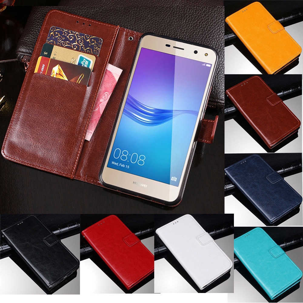 Flip Case Cover Dompet Kulit Dengan Kait Magnetik Untuk Huawei Y5 2018 Y5 Y6 2017