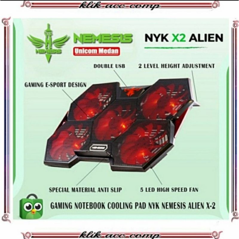 COOLING PAD GAMING NYK ALIEN X-2 coolingpad 5 Fan ALIEN X2