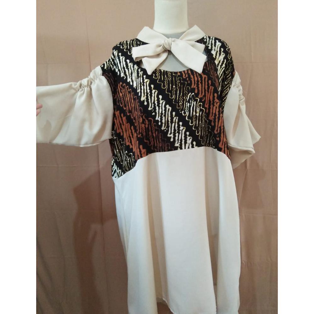BLOUSE WANITA/BIG SIZE/BATIK KOMBINASI POLOS