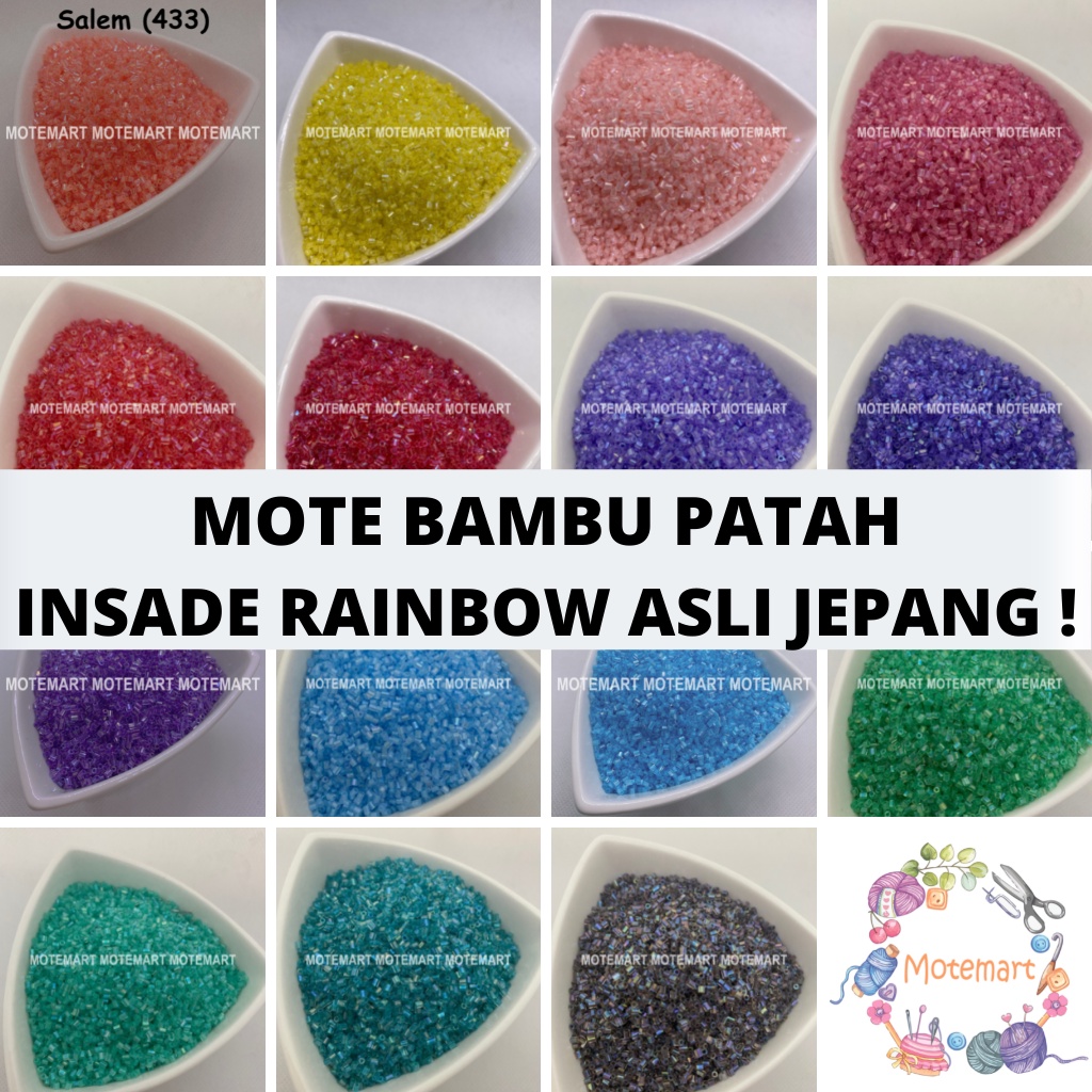Mote Payet Manik Pasir dan Bambu Patah MGB Asli JEPANG MGB 15 gram Warna INSADE RAINBOW VIOLET SKY B
