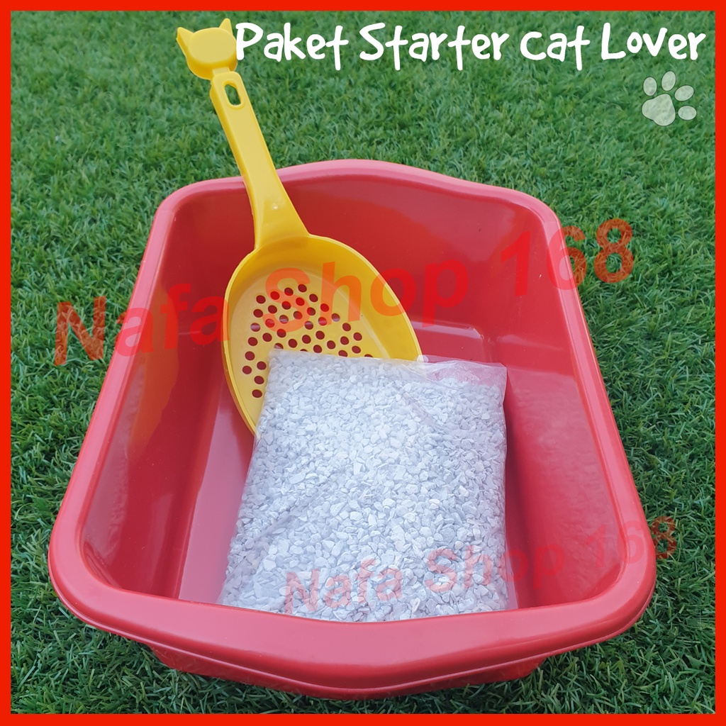 Paket Murah Starter Kit Bak Pasir Gratis 1Ltr + Serokan Pasir Kucing / Scoop Litter Box Cat Lover