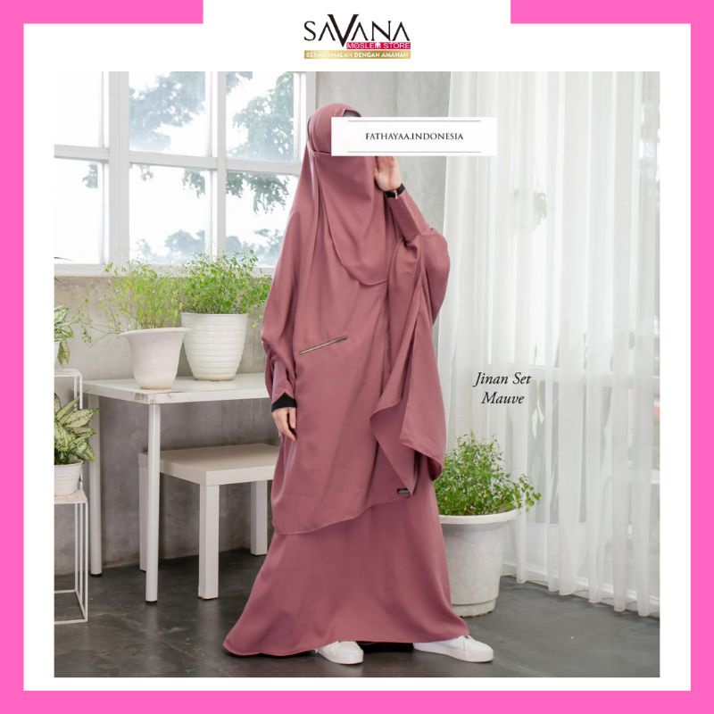 (Ready Stock) Warna Mauve Gamis french Khimar Jinan Set by Fathayaa Indonesia bahan Allura Lembut (s