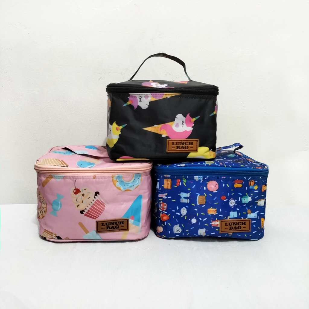 Cooler bag tas bekal makanan tas pendingin asi waterproof lunch bag motif lucu lunchbag anak tas Insulin inner aluminium foil tas penyimpanan makanan coolerbag