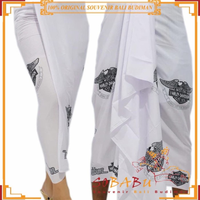 (BISA COD) Kamen Kain Lembaran Bali Motif Harley Davidson Polos - Putih, Harley