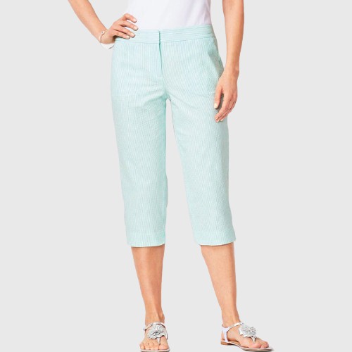 TALBOT Celana Wanita Cropped Stripe Tosca