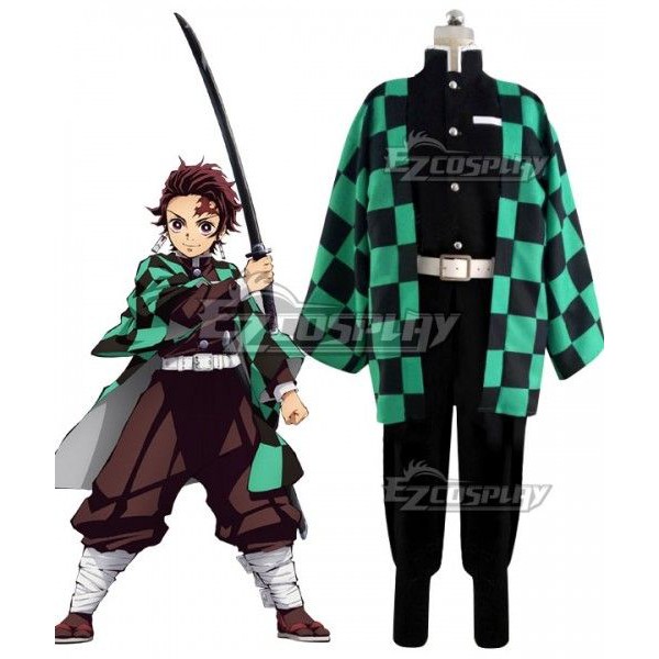 FULLSET COSTUME TANJIRO KIMETSU NO YAIBA YUKATA KIMONO FULLSET