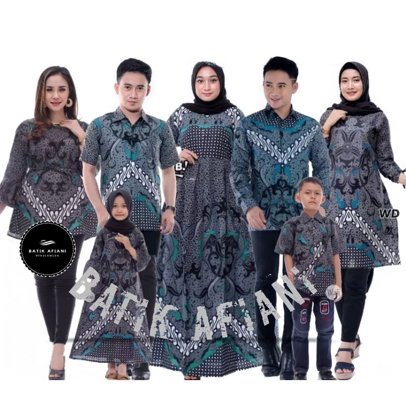 Baju Batik Couple Keluarga Sania Ruffle Ori Ndoro Jowi Dnt Dimensi Abu
