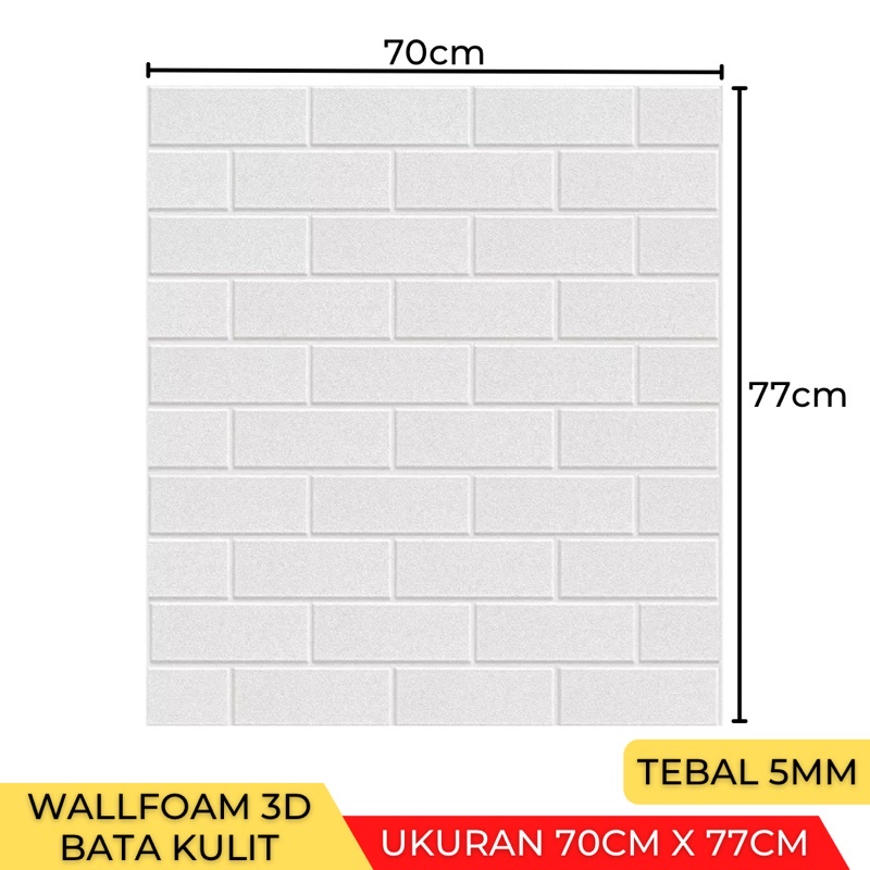 (Tebal 5mm- 6mm) Wallpaper Stiker Dinding 3D Foam Wallfoam Motif Batik Bata 70cm x 77cm-Bata Kulit 5mm