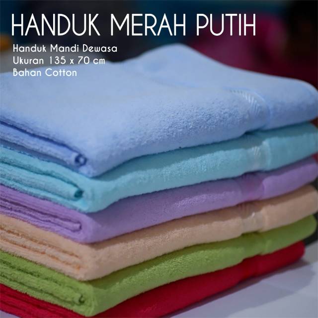 HANDUK MANDI DEWASA MERAH PUTIH JUMBO - BAHAN COTTON