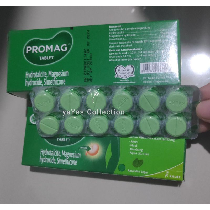 Promag Obat Sakit Maag 1 Blister 12/10 Tablet Kunyah Kembung Perih Mual Nyeri Ulu Hati Mint 6+ thn