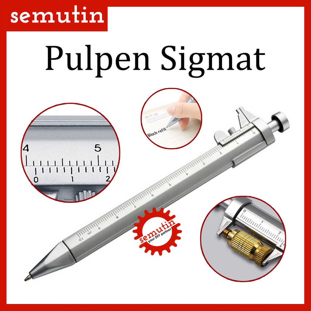 

Pulpen Sigmat / Pena Bolpoin Multifungsi Jangka Sorong Ruler Penggaris Alat Ukur / Measuring Tool