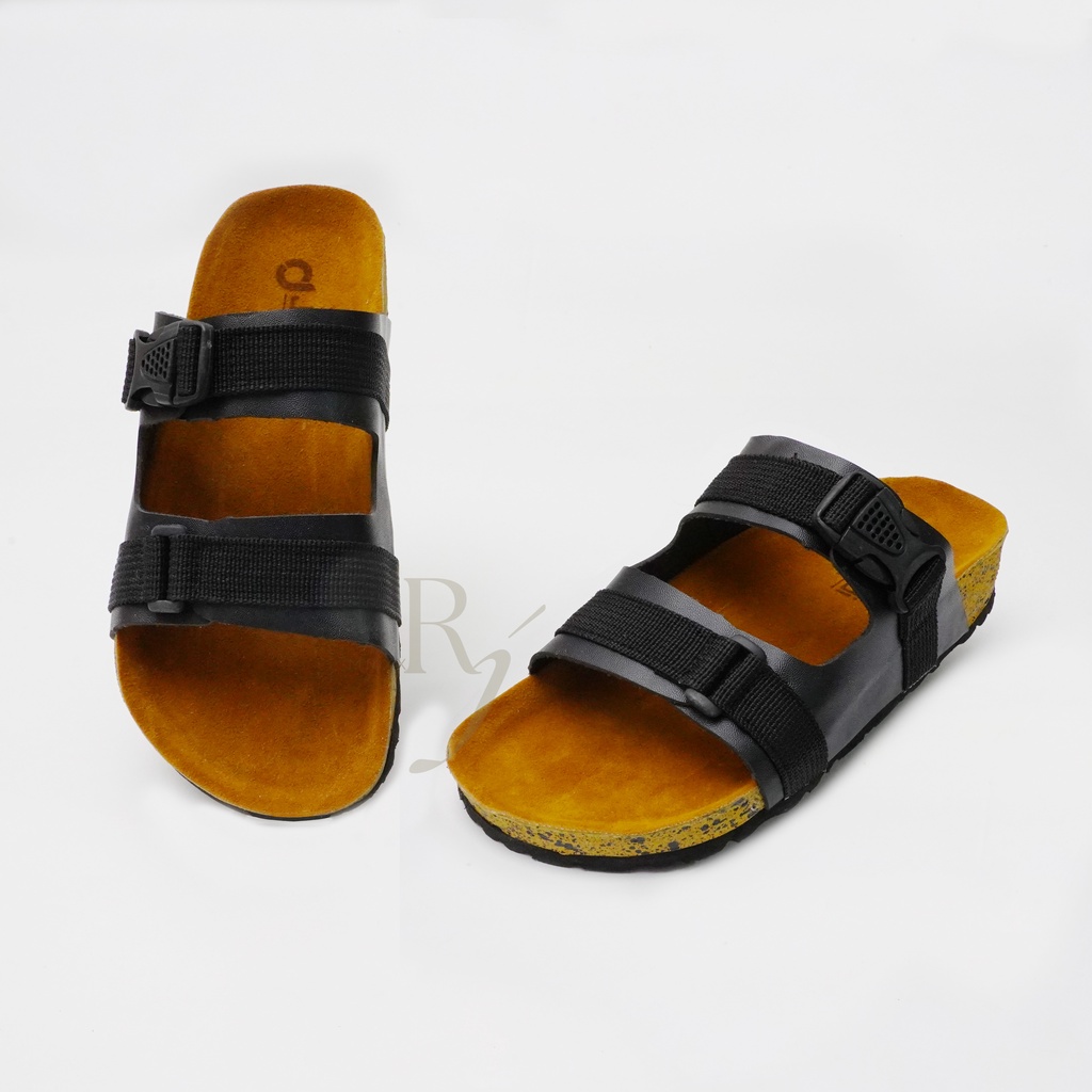 JEDDI [PYBS 201 KIDS] Sandal Anak Laki-laki Selop Puyuh/ Sandal Unisex Kasual Kulit/ Sandal Selop Velcro Ban 2/ Sandal Unisex