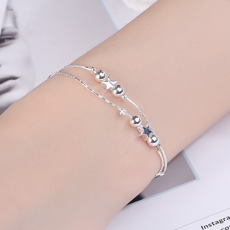 Gelang Tangan Wanita Gelang Perak Titanium Bracelet Premium Sterling Silver Multilayer-3