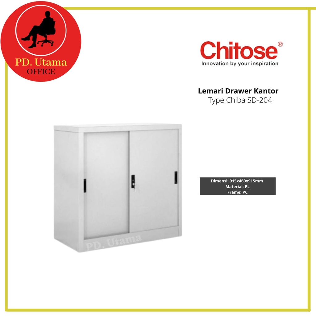 Lemari Besi Setengah Tinggi Pintu Sliding Besi Chitose Chiba SL-915 Lemari Cabinet/Kabinet Kantor