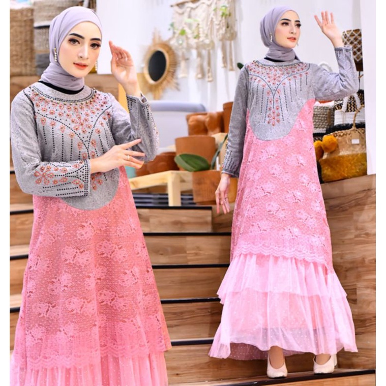 Sale!! Gamis Kajol Dua Bordir Payet Original Butik