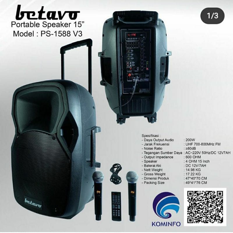 Speaker Portable Meeting BETAVO PS1588 V3 15 inch Original Product