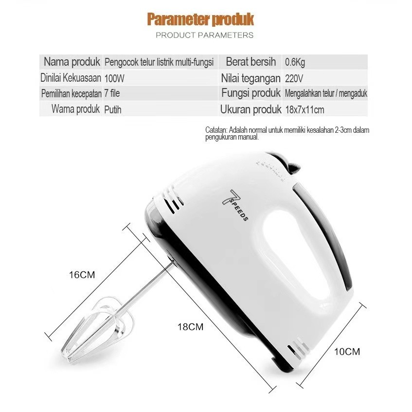 SHENAR HAND MIXER/MIXER TANGAN ELEKTRIK 7 SPEED /MIXER TANGAN PENGOCOK ADONAN WAJIB BUBBLE