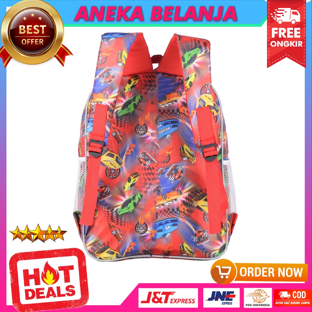 Tas Anak Lampu Motif Karakter Averangers Warna Merah Ransel Sekolah Model Trendy Kekinian Multifungsi