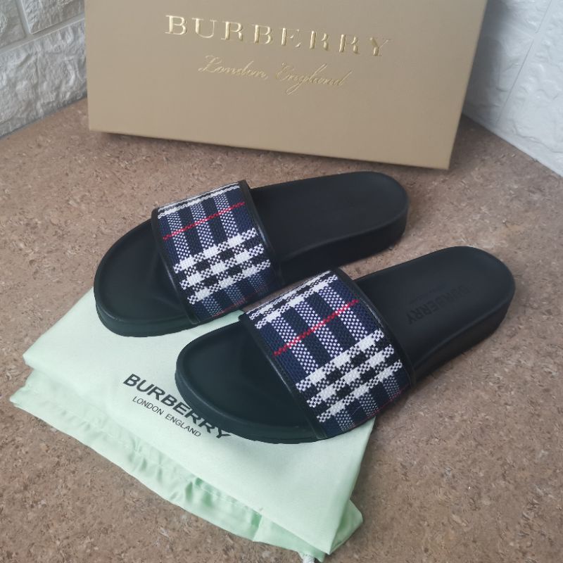 sandal pria burberry mirror quality sendal cowok selop slide flat