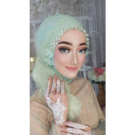 Hijab Pengantin / Slayer Pengantin / Kerudung pengantin / Kerudung Kerut Berbi Frozen