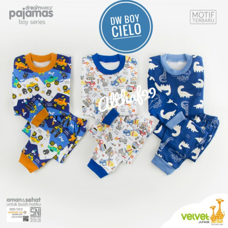 TERBARU 3 Stel Piyama Big Size "CIELO" Velvet Junior Size 2-10