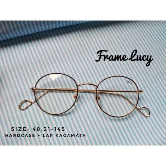 frame Kacamata minus besi stainless oval bulat  wanita cewek Frame Lucy Rosegold murah keren