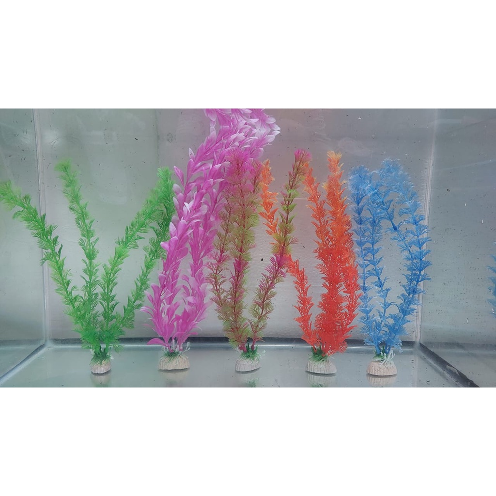 Ornamen Hiasan Akuarium Tanaman Plastik Artificial Plant 30cm