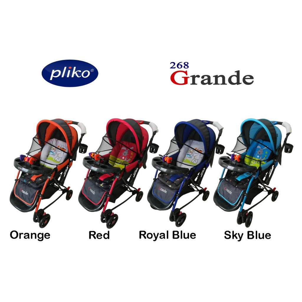 Pliko 268 Grande New / Orange / Red / Royal Blue / Sky Blue / Stroller / Kereta Dorong Bayi