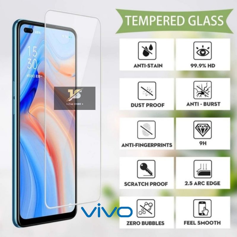 TG/TEMPERED GLASS/PELINDUNG LAYAR/ANTI GORES KACA BENING VIVO Y75 Y21A V23 4g V23 5G Y01 Y35 2022 Y16 Y22 Y22S Y02 Y02S Y36 V27E Y27 4G