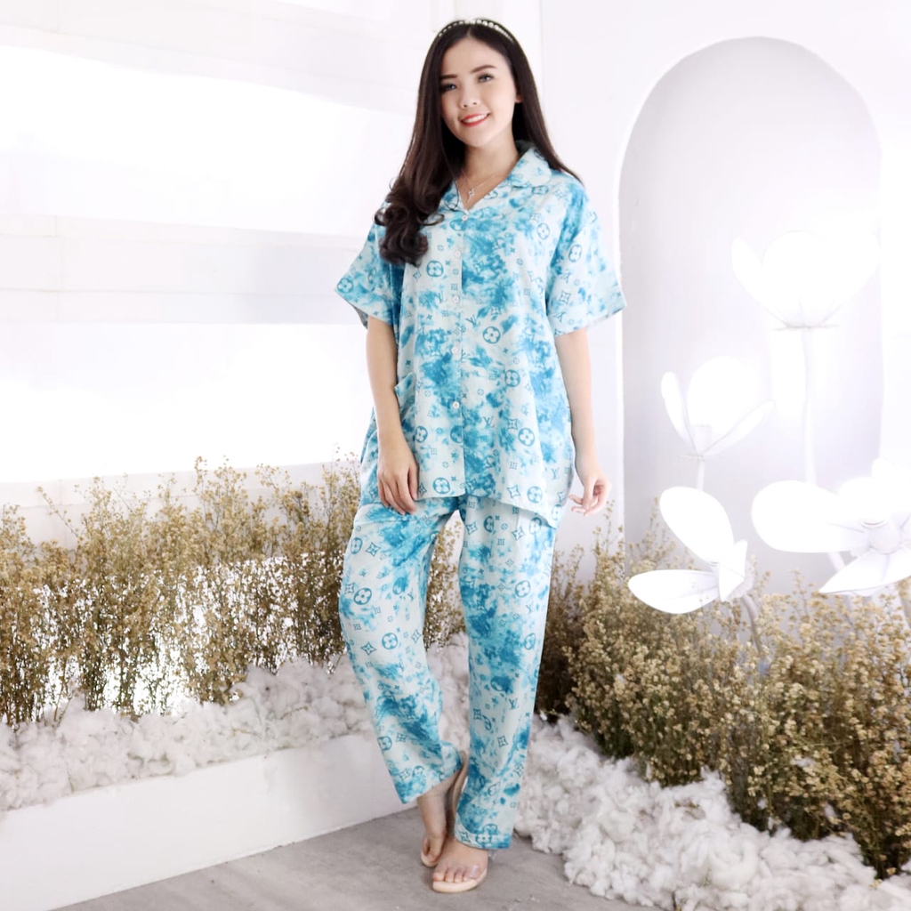 Set Piyama Tie Dye PP CP HP Azinah Bahan Rayon Size XXL