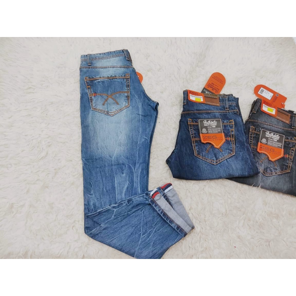 Jeans Original ZEG PLUS DENIM Quality import corvus denim terbaru - JEANS RETRO PLAIN