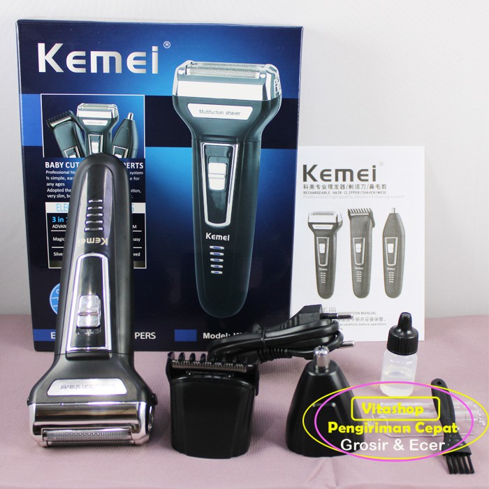 HAIR TRIMMER ALAT CUKUR RAMBUT KEMEI KM 6558 TRIMMER AND SHAVER 3 IN1