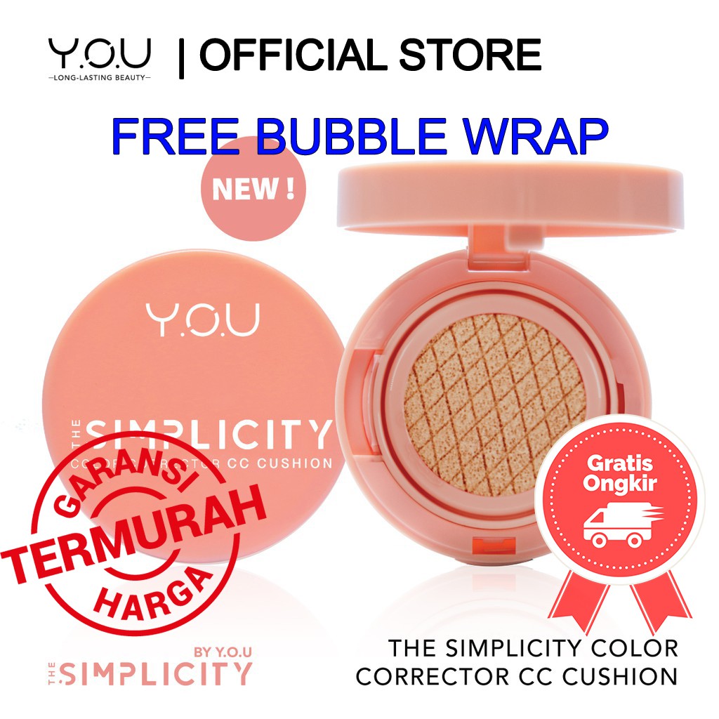 COD! CC CUSHION RINGAN BAGUS MURAH The Simplicity Color Corrector YOU Makeup 01 MILKY 02 HONEY BEIGE