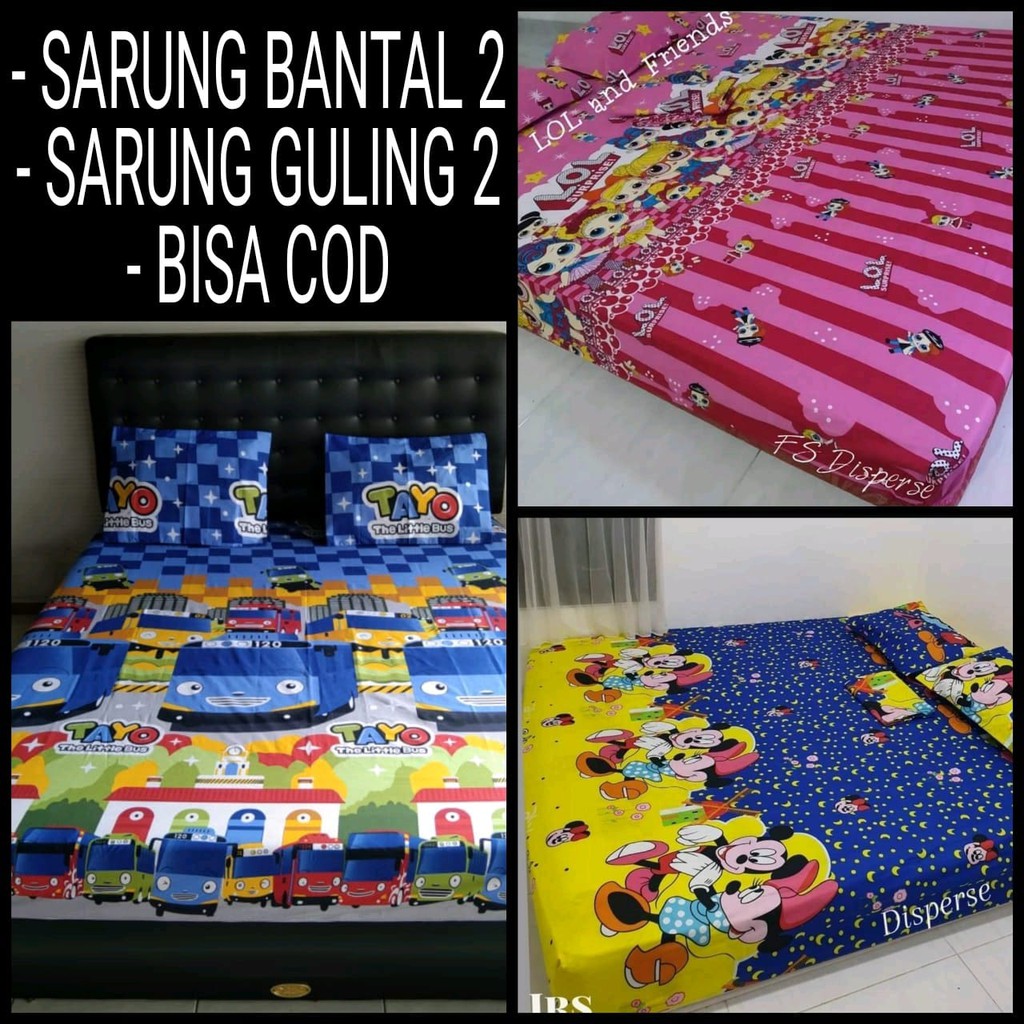 Seprei Sprei Karakter Anak motif TAYO LOL MICKEY seprei Home Made Ukuran 120x200 160x200 180x200