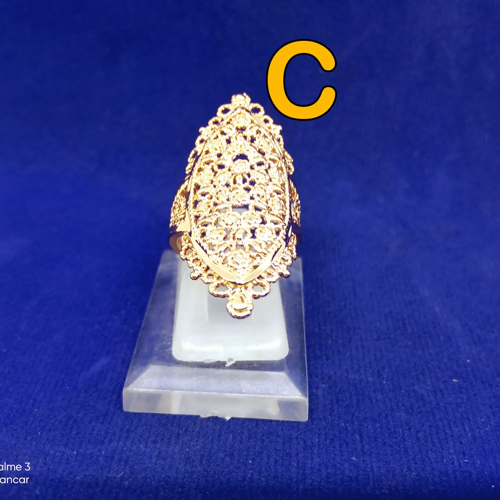 Cincin model kerawangan lapis emas 18k