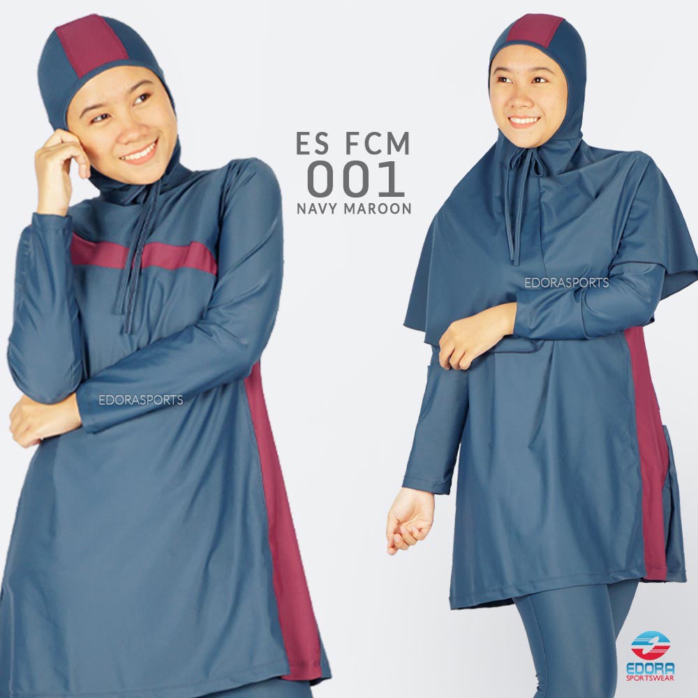 EDORA Baju Renang Muslim Wanita Dewasa ES FCM Model LOOSE FIT MUSLIMAH ORIGINAL