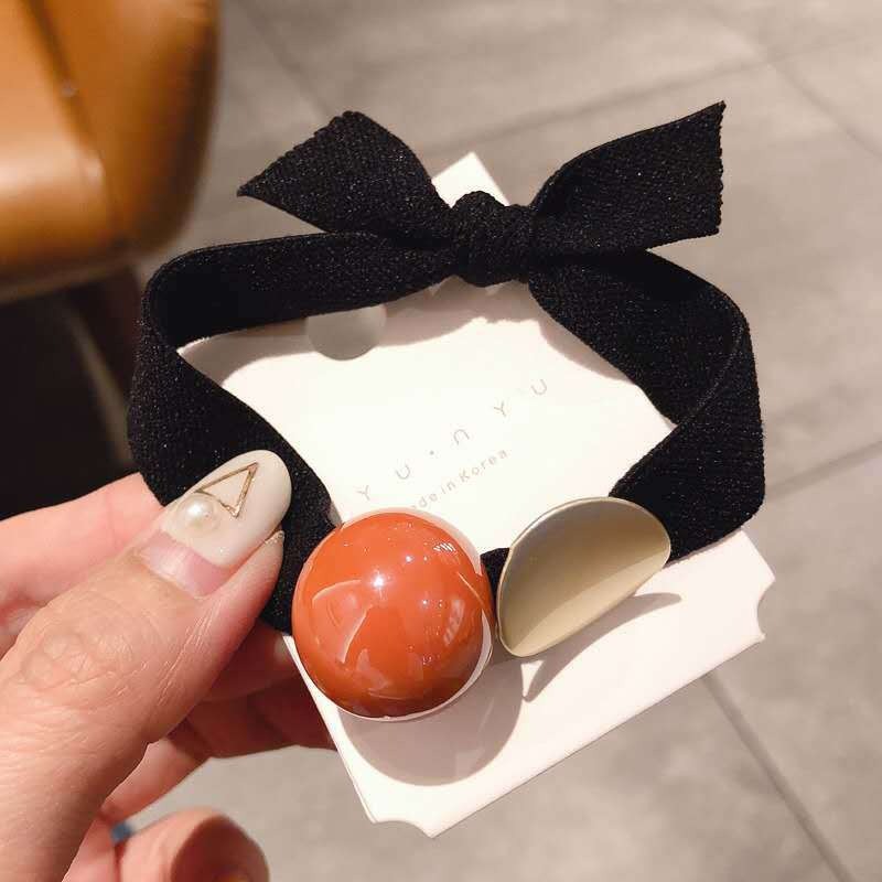 MURMURE.ID | IKAT RAMBUT LEBAR ELASTIS KARET TALI RAMBUT PERMEN CHARM BULAT GAYA WANITA KOREA HA056-BLACK