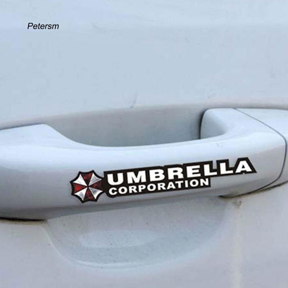 Pst _ 4Pcs Stiker Reflektif Tulisan Resident Evil Umbrella untuk Gagang Pintu Mobil