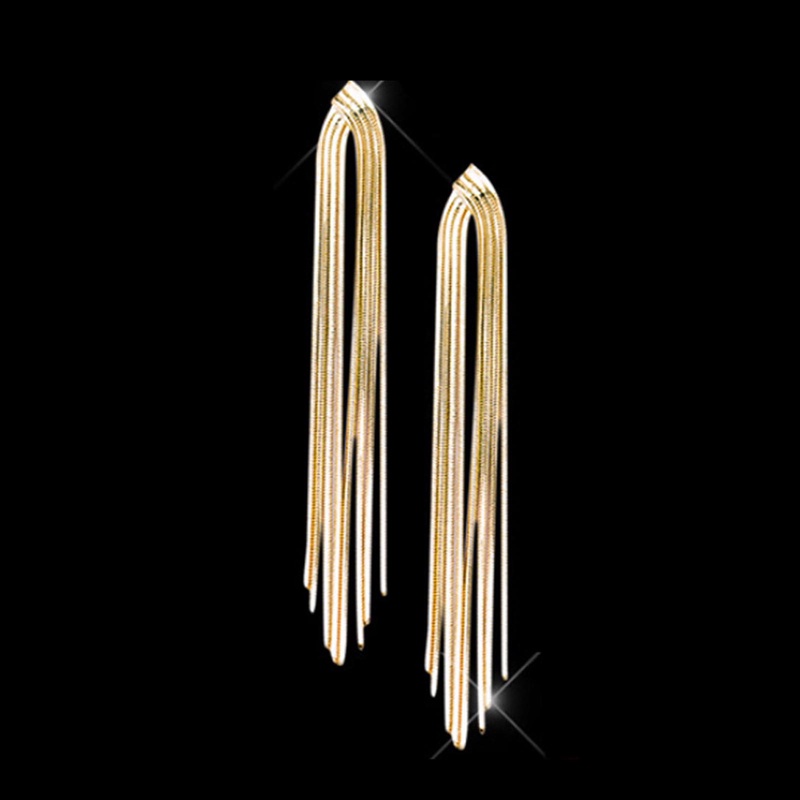 Anting Rantai Panjang Rumbai Tanpa Tindik Bahan Logam Gaya Bohemian Vintage Untuk Wanita