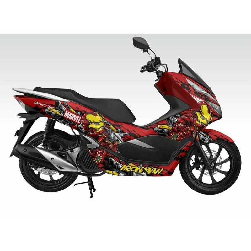 Sticker Decal Honda PCX Full Body Motif Iron Man Merah