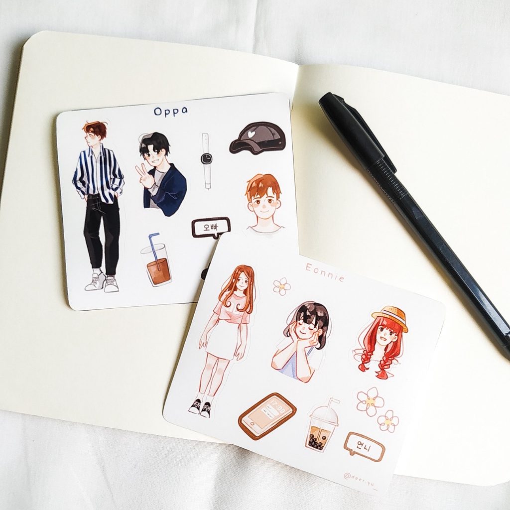

Deer yu - Eonnie & Oppa Sticker Sheet / Stiker (waterproof)