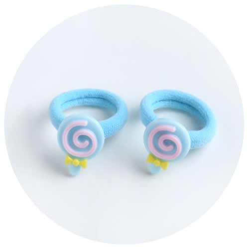 LRC Ikat Rambut Sweet Blue Shape Decorated Pure Color Hair Band (2pcs)