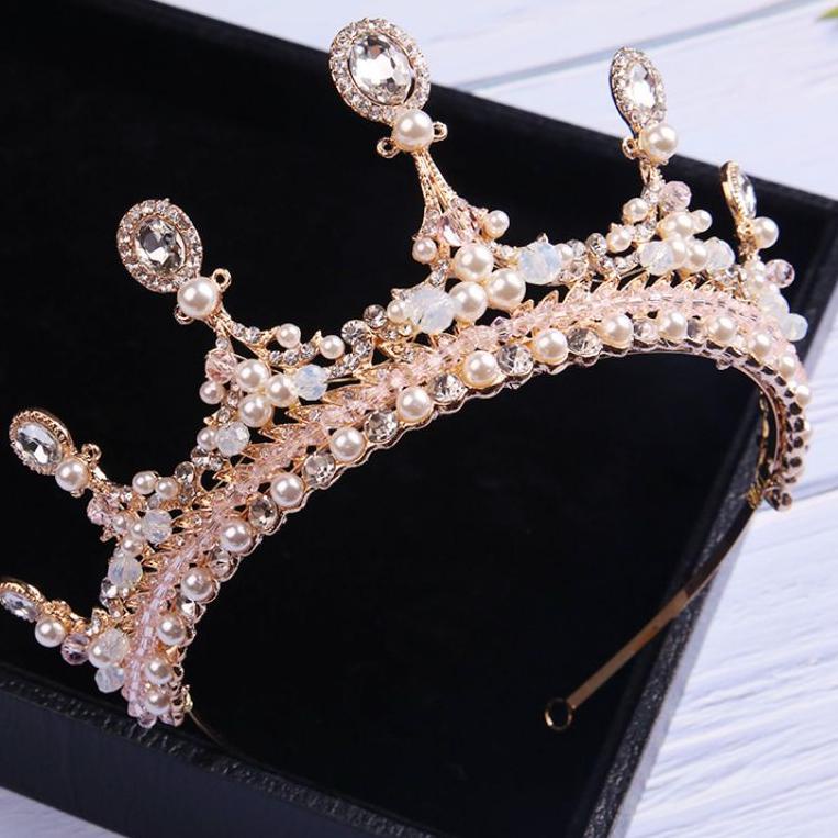 Mahkota pengantin wedding crown warna pink [NKN.15Jl22ι]