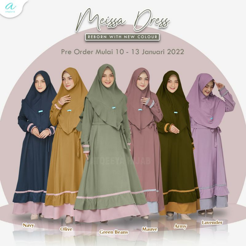 Gamis Atqeeya Meisa New. set hijab. navy S M xl
