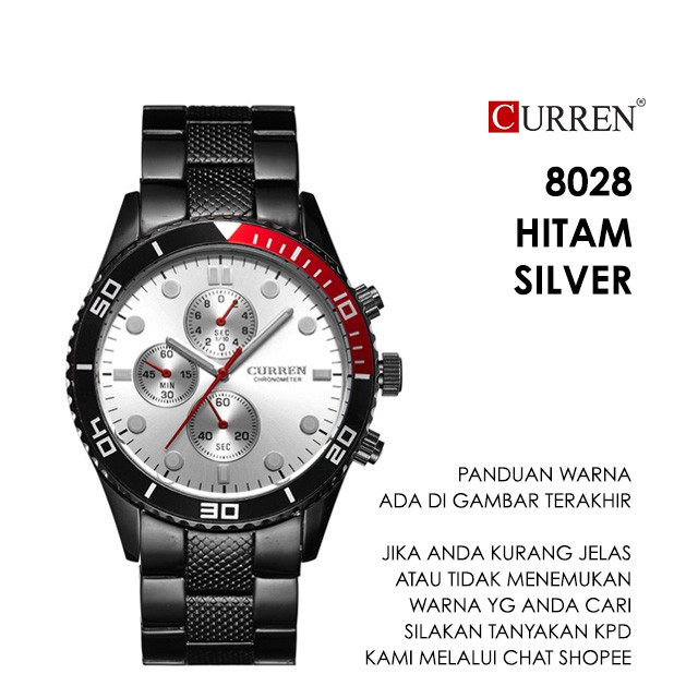 CURREN 8028 Jam Tangan Pria Analog Stainless Steel Chronograph Tidak Aktif Bezel WATCHKITE WKOS