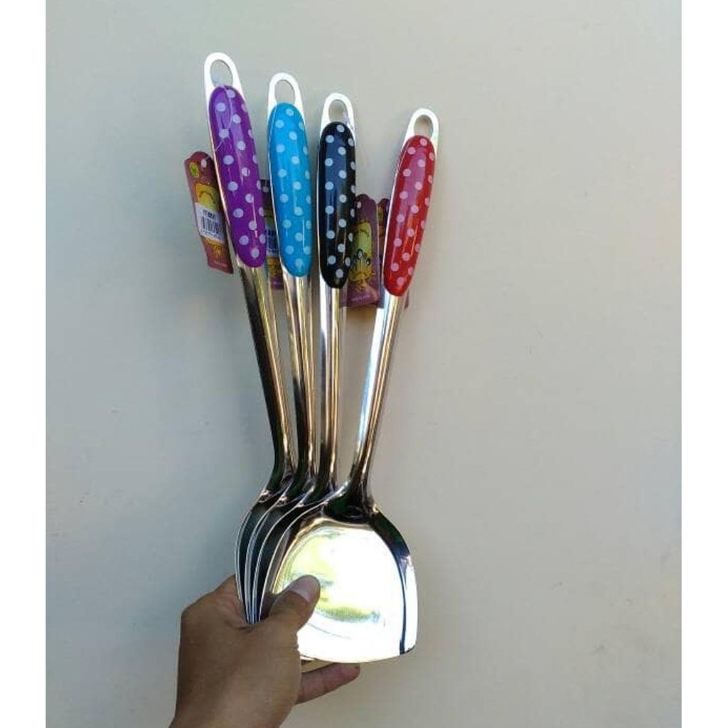 Fanilashop Spatula polkadot Stainless - spatula polkadot - sutil polkadot tanpa lubang