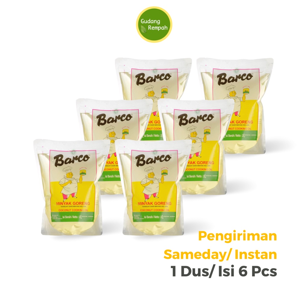 

[PROMO 1.1] NEW BARCO 2 Liter x 6 (dus) pouch Minyak Goreng Kelapa Expire 2027 - Khusus INSTAN atau SAMEDAY